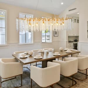 14-Light Gold Chandelier, Luxury Flush Mount Chandelier with K9 Crystal, for Dining Room, Living Room, Kitchen and Foyer