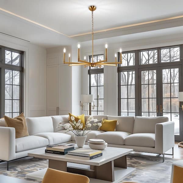 「✩」Brighte Briignite 8-Light Gold Metal Candle Chandelier with No Bulbs