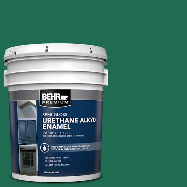 BEHR PREMIUM 5 gal. #P430-7 Sparkling Emerald Urethane Alkyd Semi-Gloss Enamel Interior/Exterior Paint