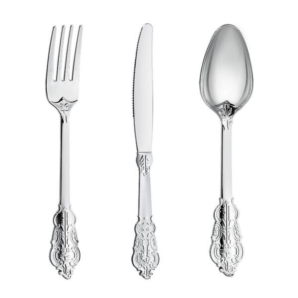120-Piece Plastic Flatware Set for Special Events, Heavy Duty Disposable Cutlery with 40F 40S 40K Knives