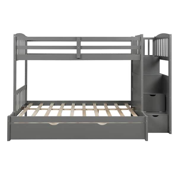 Full Twin Bunk Bed With Storage Shelves, Bunk Bed With Storage Shelves