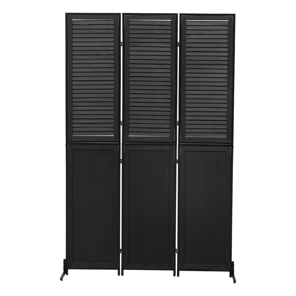 Zeus And Ruta 6 Ft Black Wood Folding Privacy Screen Room Separator Free