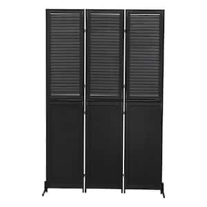 6 ft. Black Wood Folding Privacy Screen Room Separator Free Standing Wall Dividers Privacy Screens (3-Panel)