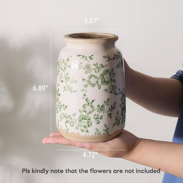 Vintage 7 in. Green Ceramic Cylinder Decorative Vase YB31vase107