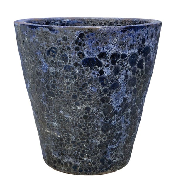 Unbranded 24 in x 23.5 in. Ceramic Vaso Blue Lava Decorative Planter