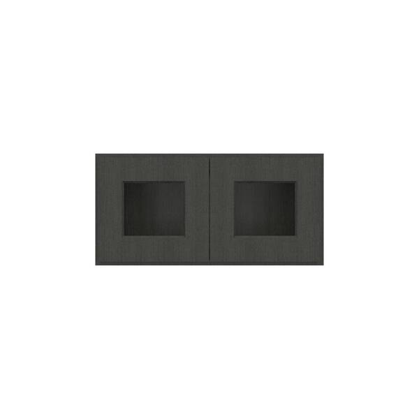 HOMLUX 24 in. W x 12 in. D x 12 in. H in Shaker Charcoal Ready to Assemble Wall Kitchen Cabinet with No Glasses