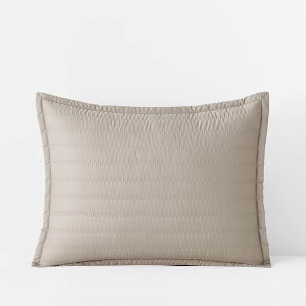 The Company Store Legends Hotel Wrinkle-Free Cotton Quilted Light Birch Sateen Standard Sham