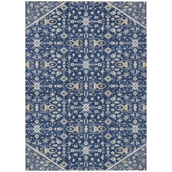 Chantille Machine Washable Indoor/Outdoor Abstract ACN3050 Navy 5 ft. x 7 ft. 6 in. Area Rug