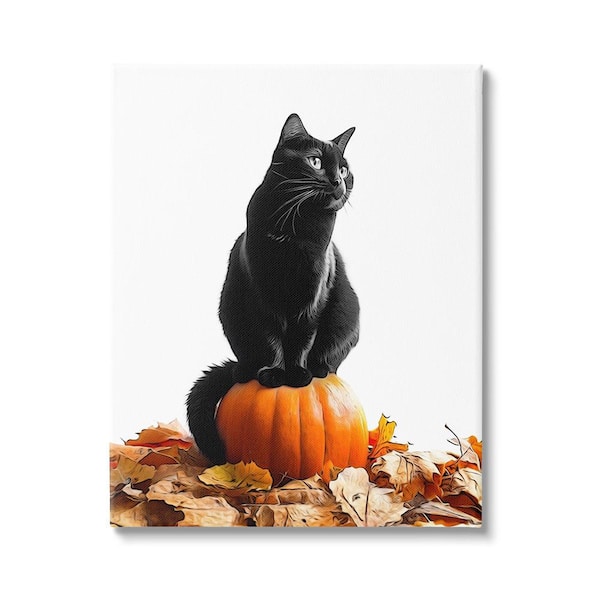Stupell Industries Black Cat and Pumpkin byAnnalisa Latella 1-Piece Unframed Graphic Print Animal Poster Art Print 20 in. x 16 in.