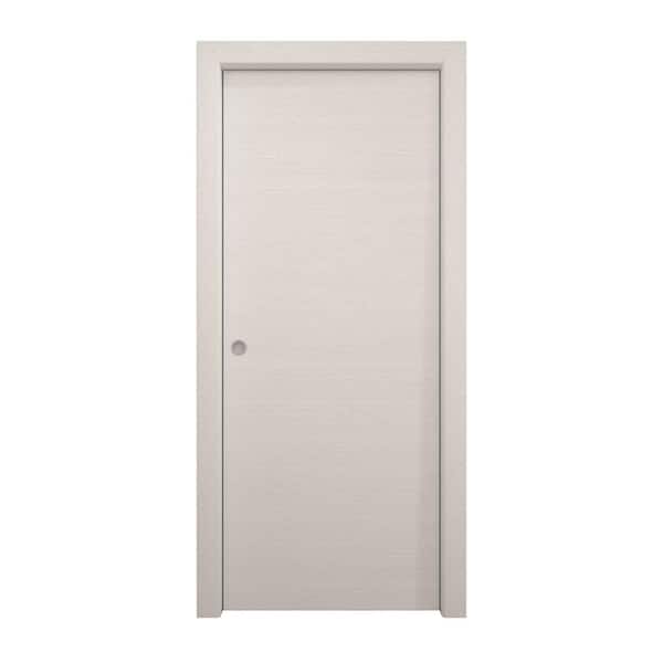 36 in. x 80 in. Painted White Oak Solid Wood Pocket Door With Hardware