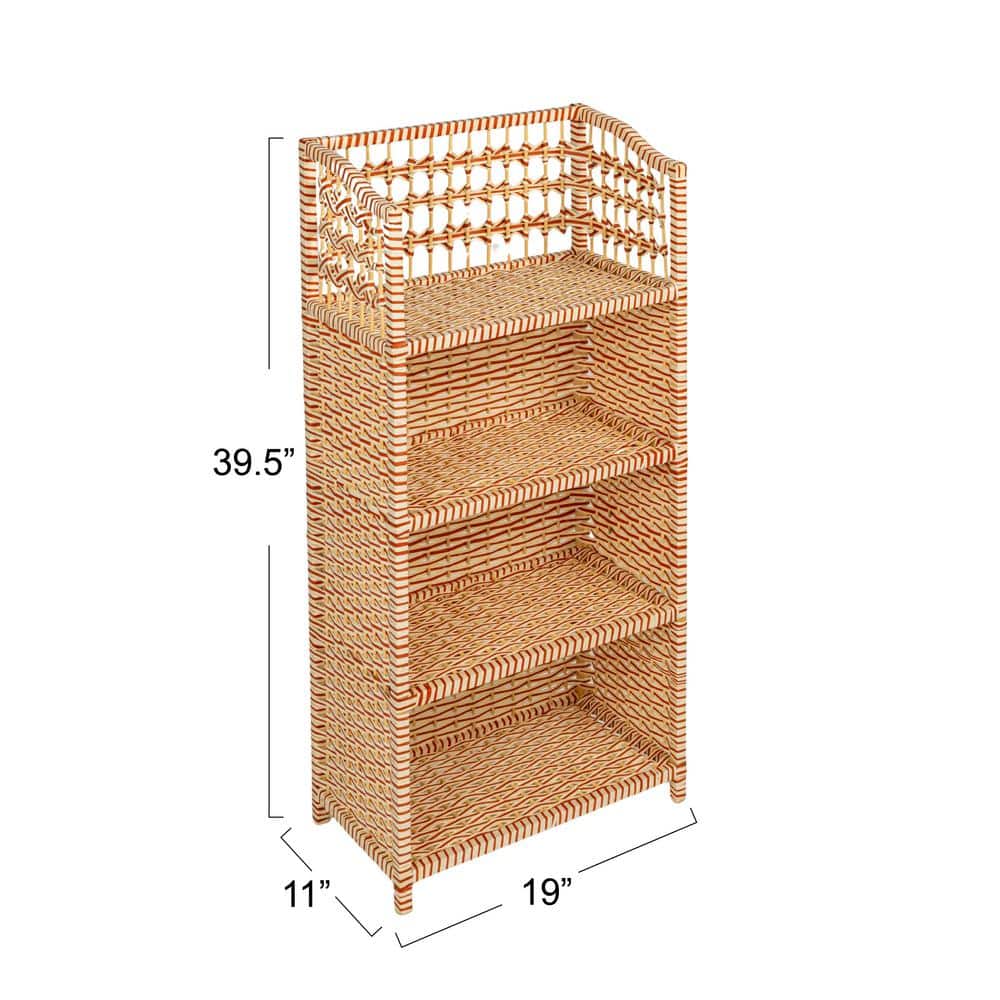 Cream and Tan Woven Paper Rope 4-Shelf Bookcase