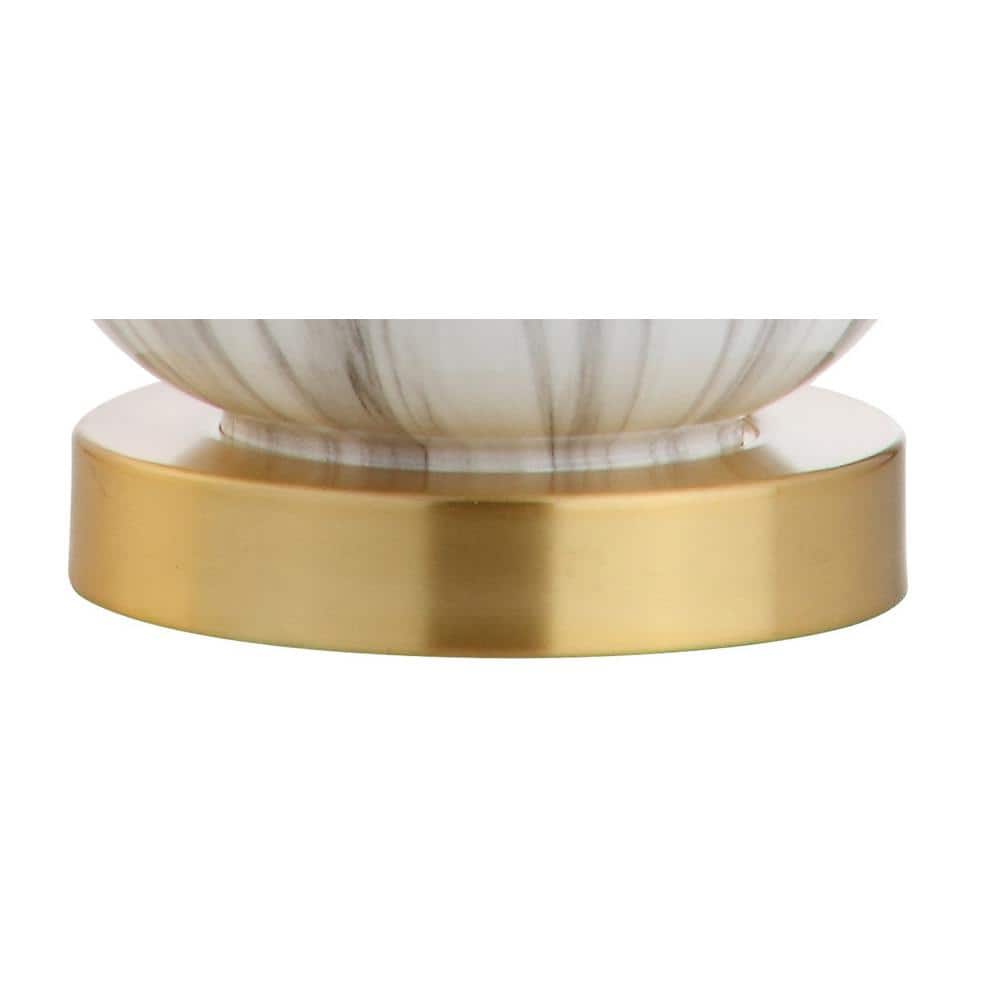 20.5" Mini Glass LED Table Lamp with White Linen Shade