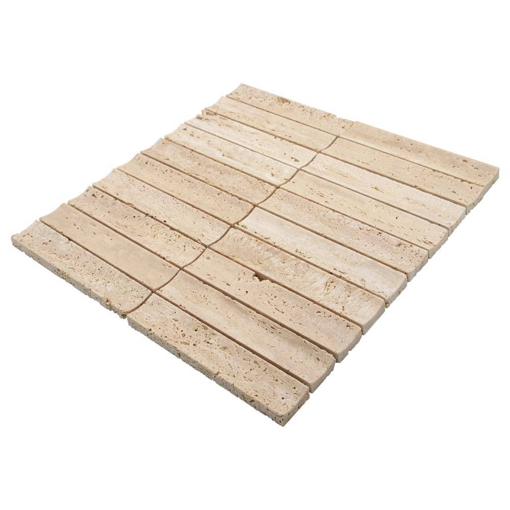 12.52" x 11.89" Honed Travertino Marble Mosaic Tile