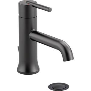 Trinsic Single Hole Single-Handle Bathroom Faucet with Metal Drain Assembly in Matte Black
