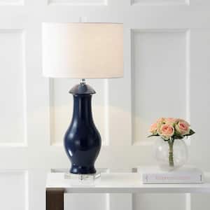 Liberty 31 in. Navy/Clear Ceramic/Crystal Table Lamp