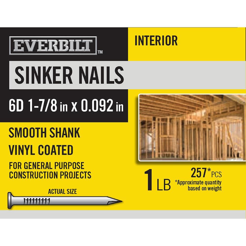 Everbilt 6D 17/8 in. Sinker Nails Vinyl Coated 1 lb (Approximately 257