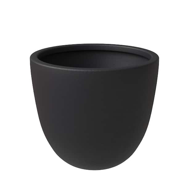 Leisuremod Dahlia Modern 14.5 in. Black Fiberstone and Clay Tapered Round Planter for Indoor and Outdoor