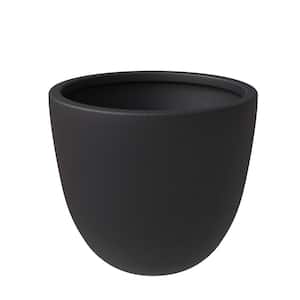 Dahlia Modern 14 in. Black Fiberstone and Clay Tapered Round Planter for Indoor and Outdoor