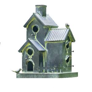76 in. Tall Copper Condo Birdhouse Stake With Fence New Hope