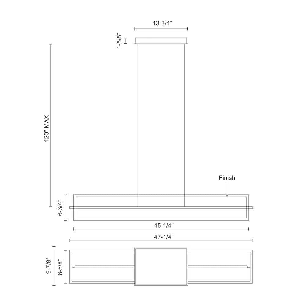 Rubio Black Brushed Nickel 47'' LED Kitchen Island Pendant