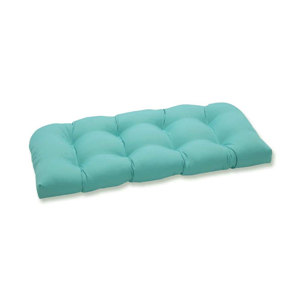 Radiance Aqua Blue Polyester Outdoor Loveseat Cushion
