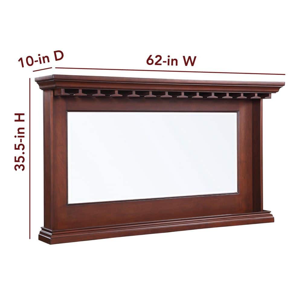 Elegant Seville Walnut Full-Length Bar Mirror with Stemware Storage
