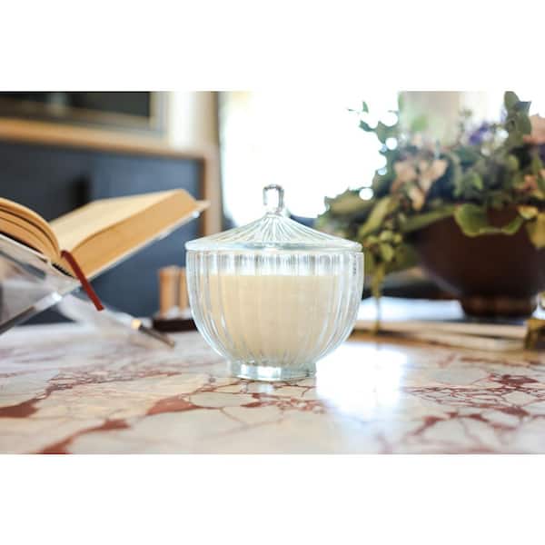 5.5 in. D  Blue Glass Rib Apoth Candle w Lid (19 oz.)