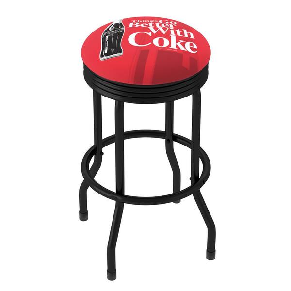 Coke Chrome Bar Stool with Swivel - Coca-Cola Things Go Better with Coke  Bottle Art 