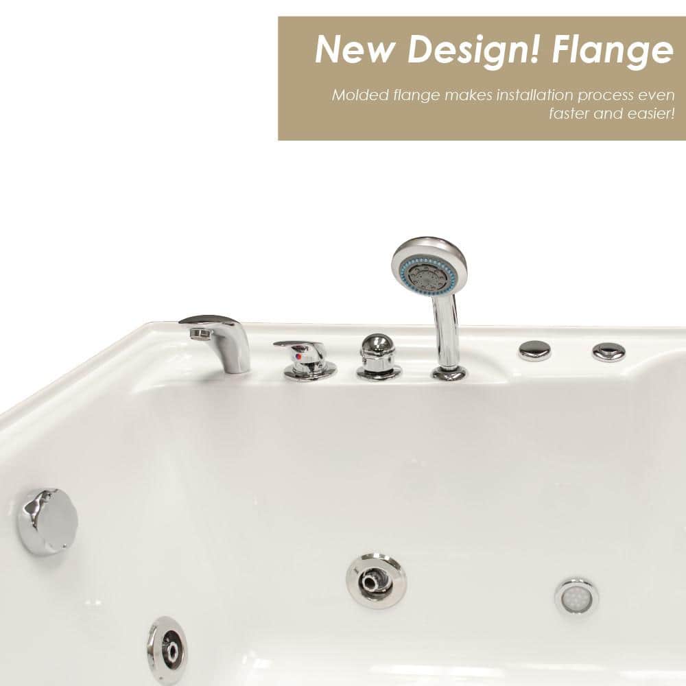 Lexi 59.5" White Acrylic Rectangular Alcove Whirlpool Bathtub with Jets