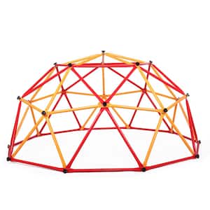 7 ft. Red and Yellow Metal Kids Jungle Gym Climbing Dome Tower Supporting 430 lbs.
