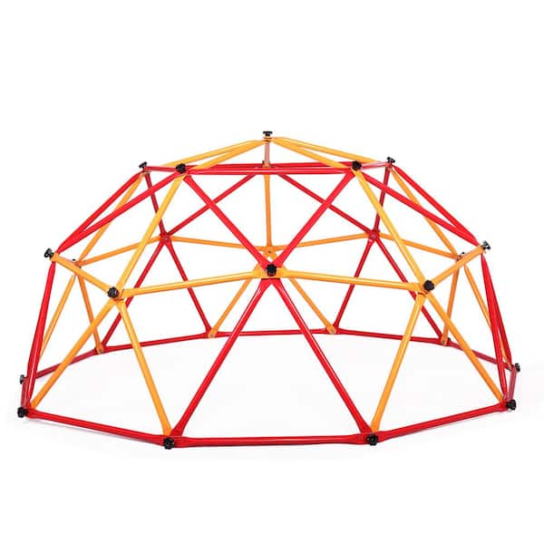 Tidoin 7 ft. Red and Yellow Metal Kids Jungle Gym Climbing Dome Tower Supporting 430 lbs.