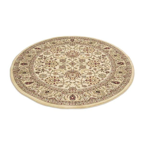 Ankara Mahal Ivory 8 ft. Round Area Rug