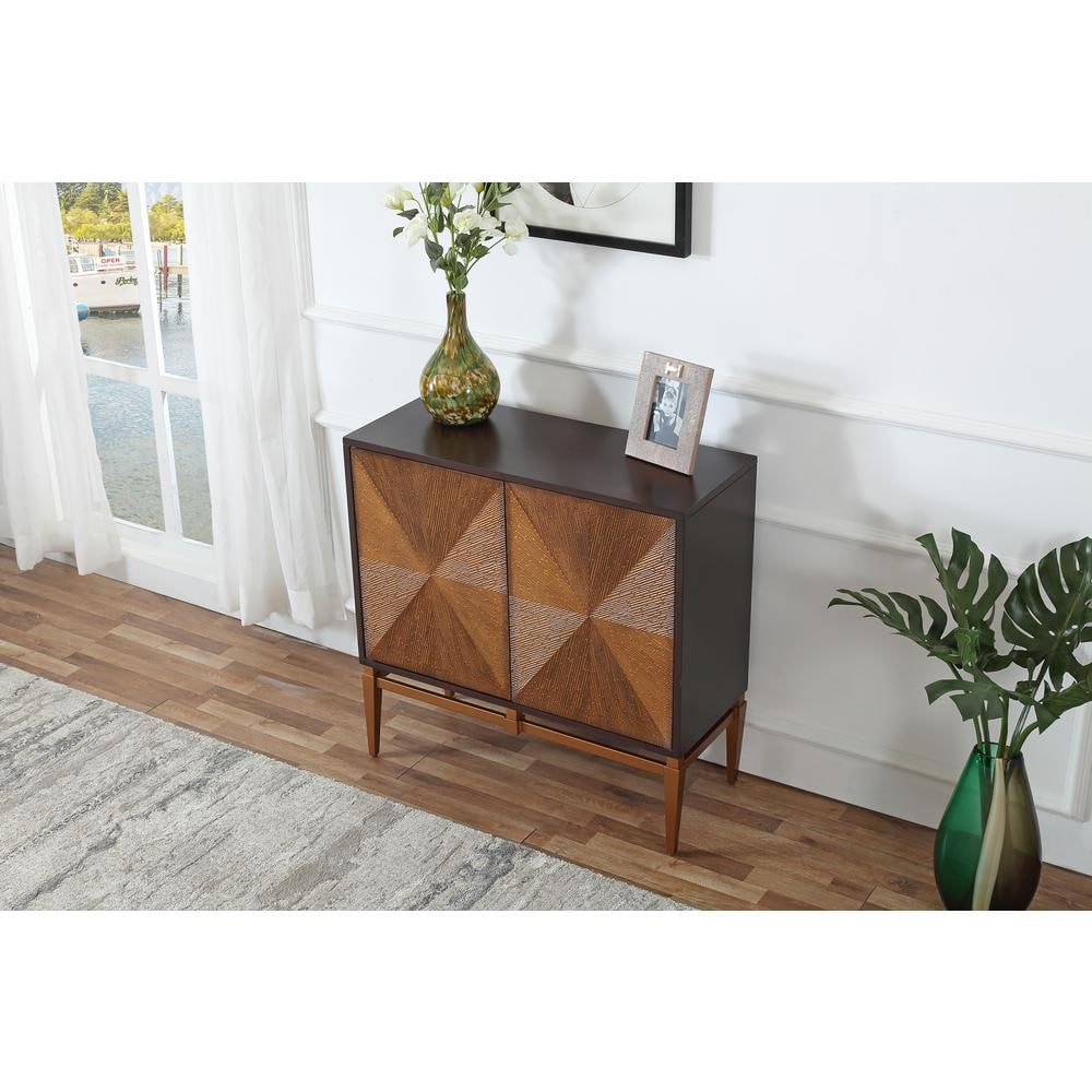 Labardi 36" Brown and Antique Gold Accent Cabinet