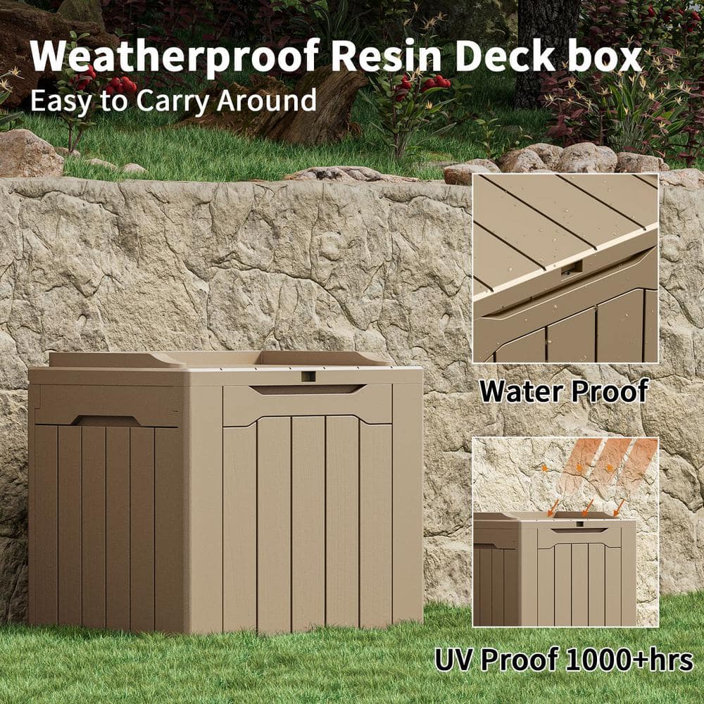 Mocha Lockable 32 Gallon Resin Deck Box with Seat