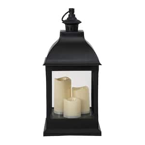 Osborne 20 in. in Classic Black Outdoor Battery Powered Lantern Scone with LED Bulb Included