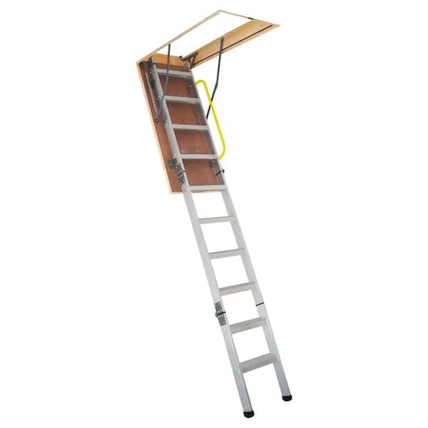 NUVO IRON 8-10 ft. 23 in. L x 53.5 in. H Aluminum Pull Down Attic Ladder