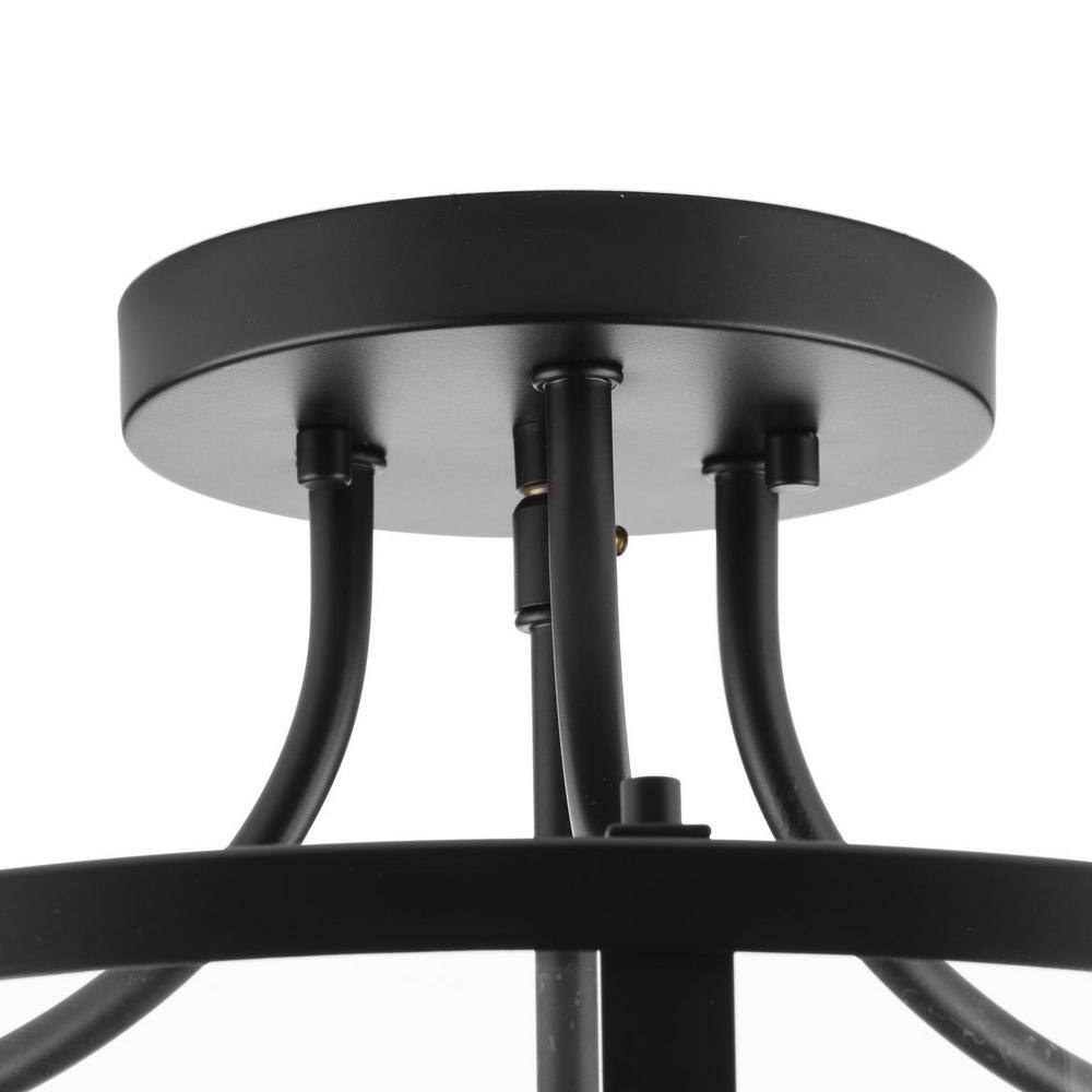 Gilliam 13" Matte Black Circular Semi-Flush Mount with Clear Glass