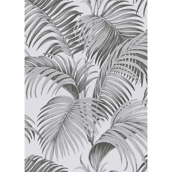Sculpted Tropical Leaf Black Wallpaper Sample Textured Roll