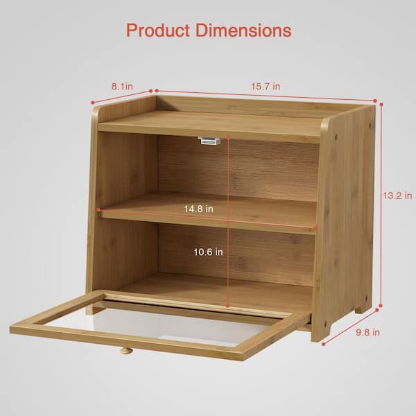 Wudkey 1 Piece Large Capacity Farmhouse Bread Box Bamboo Wood