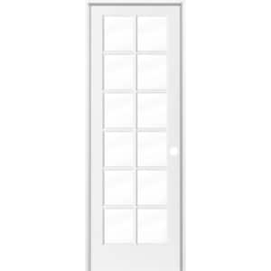 36 in. x 96 in. 12-Lite Clear Solid Hybrid Core MDF Primed Left-Hand Single Prehung Interior Door