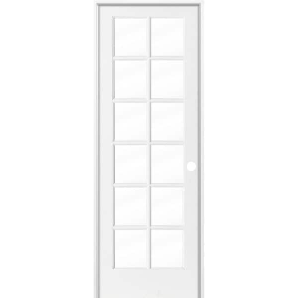 Krosswood Doors 36 in. x 96 in. 12-Lite Clear Solid Hybrid Core MDF Primed Left-Hand Single Prehung Interior Door