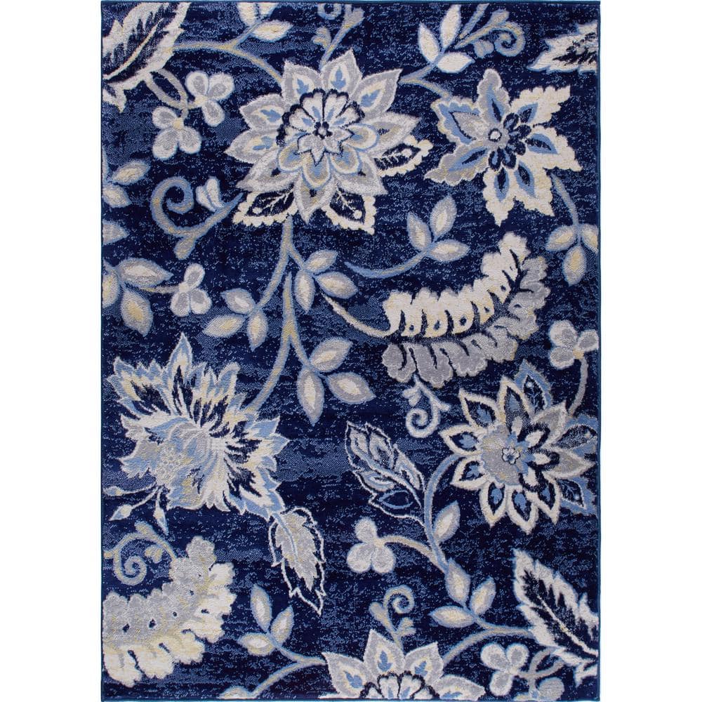 Tremont Navy Blue/Grey 8 ft. x 10 ft. Floral Area Rug -  Home Dynamix, 1N-HD5019-300