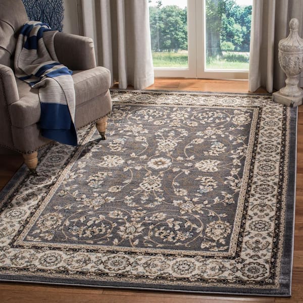 Lyndhurst Gray/Cream 9 ft. x 12 ft. Antique Speckled Floral Area Rug