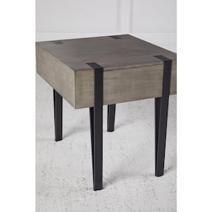 Carter 22 in. Gray Square End Table with Drawers