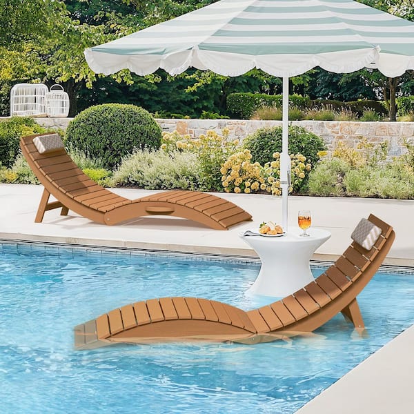 Brown Folding 2-Piece HDPS Plastic Aquawave Outdoor Chaise Lounge with Cushions Up to 11 in. Deep