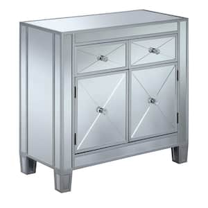 Gold Coast 28 in. Silver Standard Rectangular Mirror Top Console Hall Table with 2-Drawers and Storage Cabinet