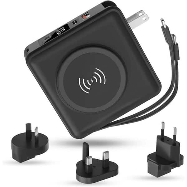 phyfalip 5-in-1 Portable Power Bank with Lightning in Black