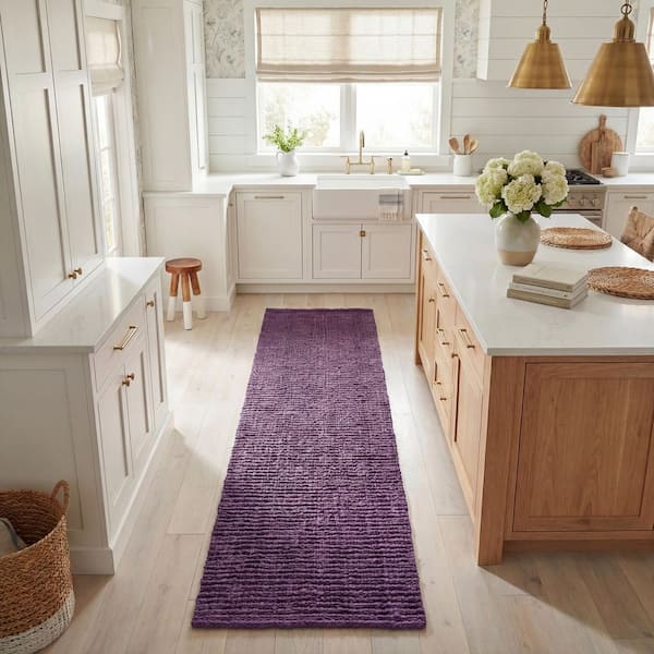 Natural Fiber Purple 3 ft. x 8 ft. Solid Runner Rug