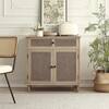 Art Leon Rustic Natural Wood Buffet Cabinet with Waved Wood Mosaic ...