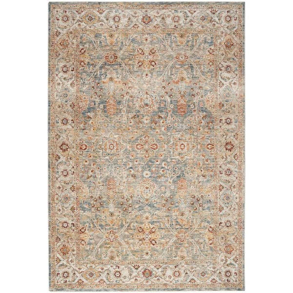 Sahar Blue 8 ft. x 10 ft. Floral Vintage Traditional Area Rug